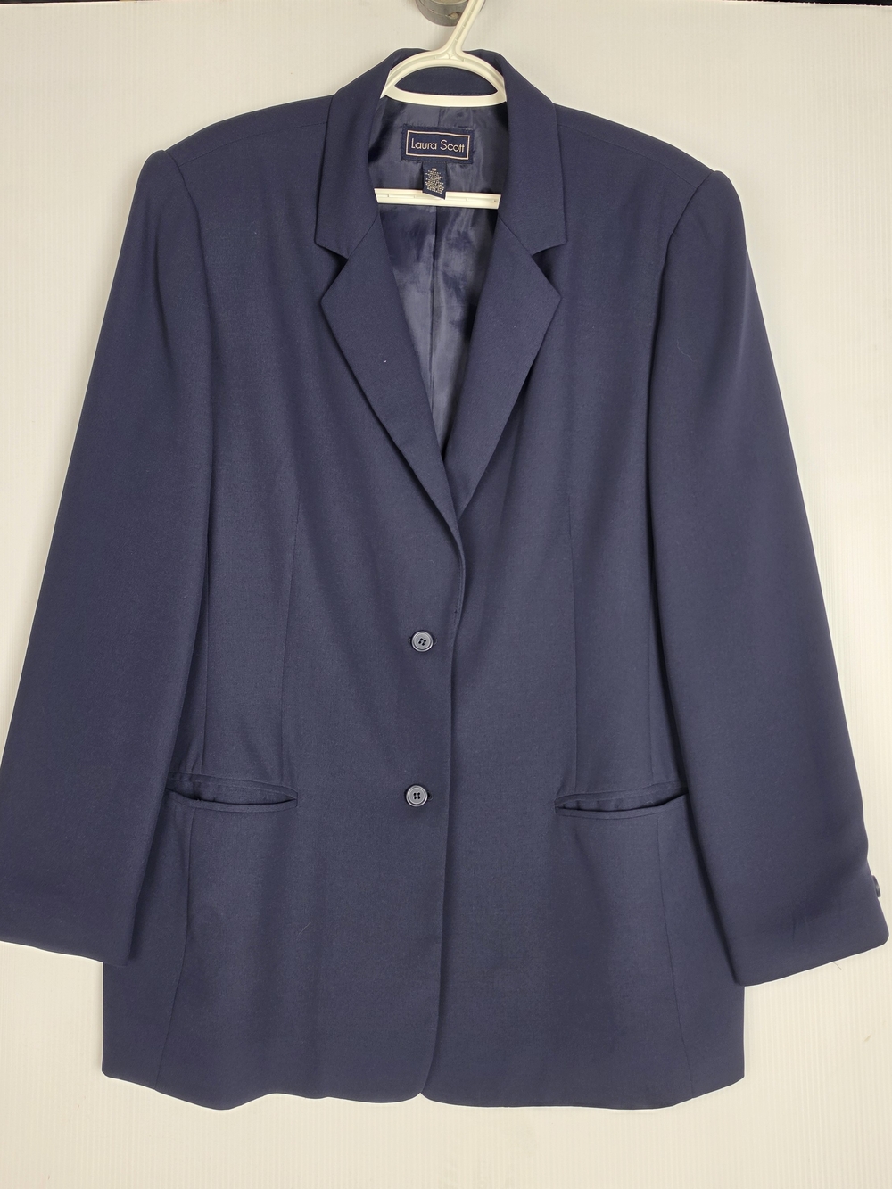 Laura Scott Dark Navy Tailored Two-Button Blazer